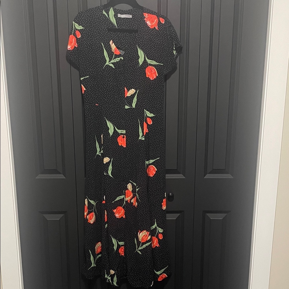 Black Maxi Dress with Floral Tulip Print